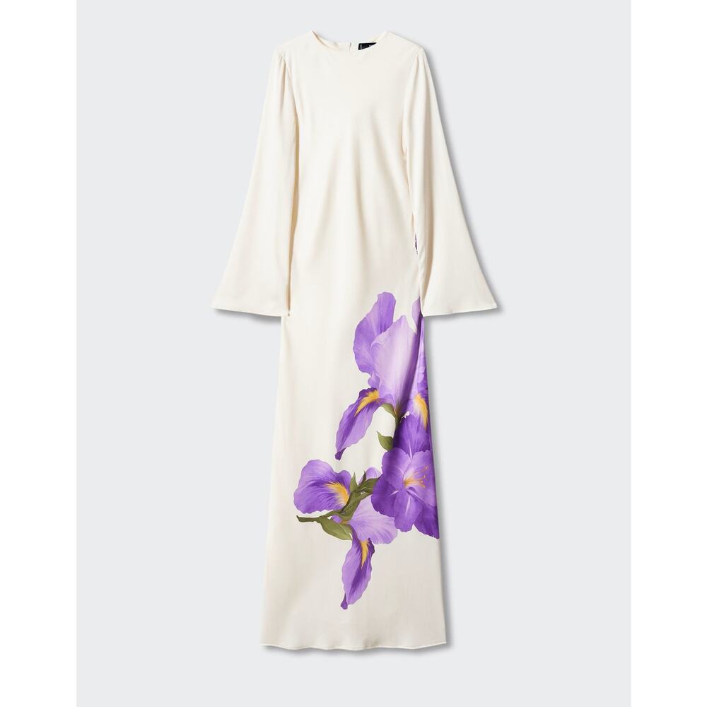 MANGO Floral Print Maxi Dress NWT | White & Purple Long Dress